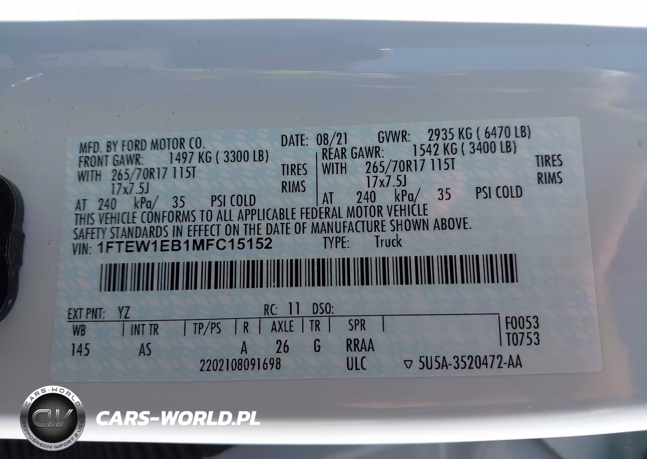 2021 Ford F-150 Xl VIN:1FTEW1EB1MFC15152 - 9