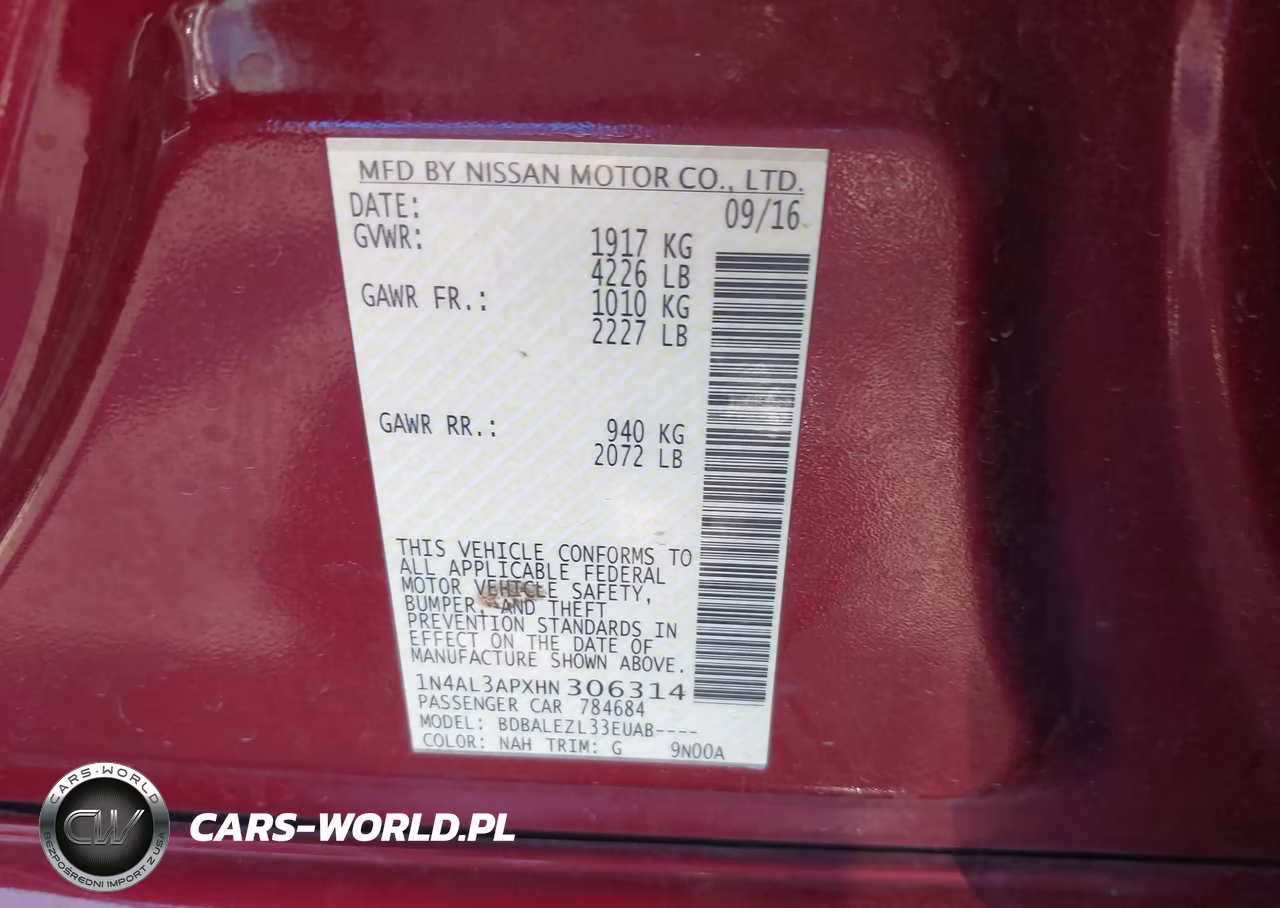 2017 Nissan Altima 2.5 S VIN:1N4AL3APXHN306314 - 9