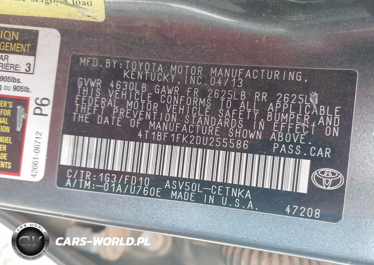 2013 Toyota Camry Le VIN:4T1BF1FK2DU255586 - 9