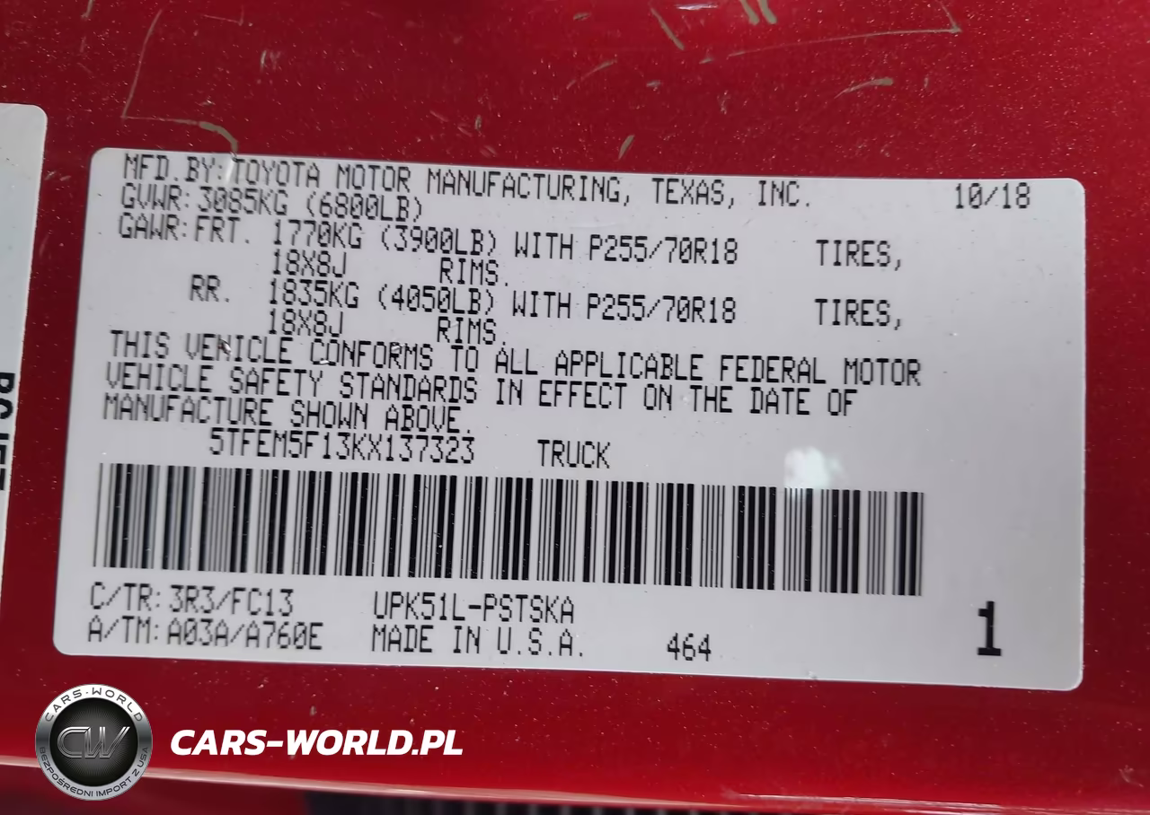 2019 Toyota Tundra Sr5 4.6L V8 VIN:5TFEM5F13KX137323 - 9