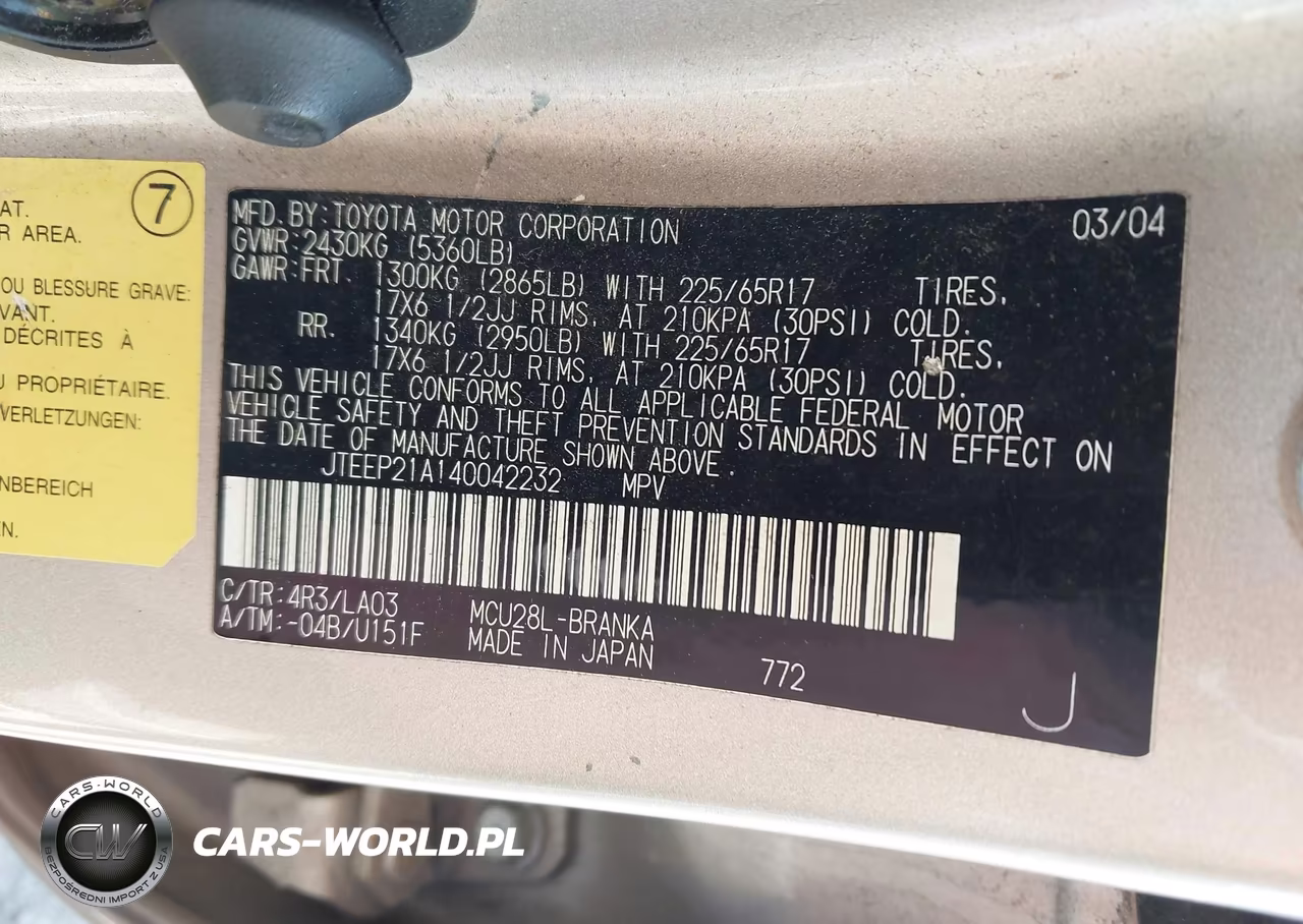 2004 Toyota Highlander Limited V6 VIN:JTEEP21A140042232 - 9