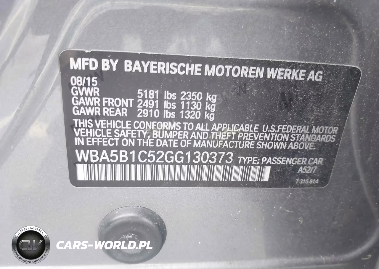 2016 BMW 535I VIN:WBA5B1C52GG130373 - 9