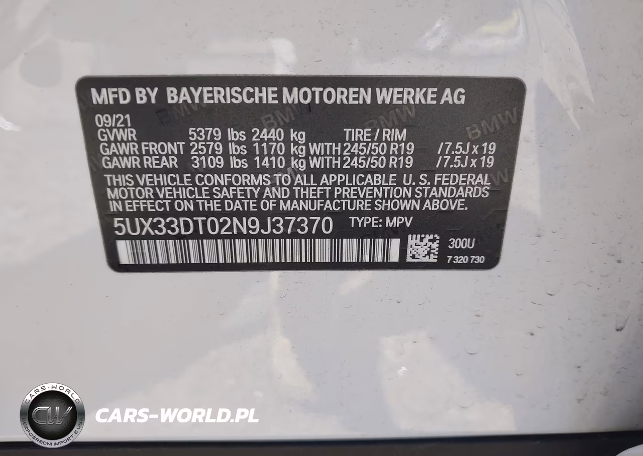 2022 BMW X4 xDrive30I VIN:5UX33DT02N9J37370 - 9