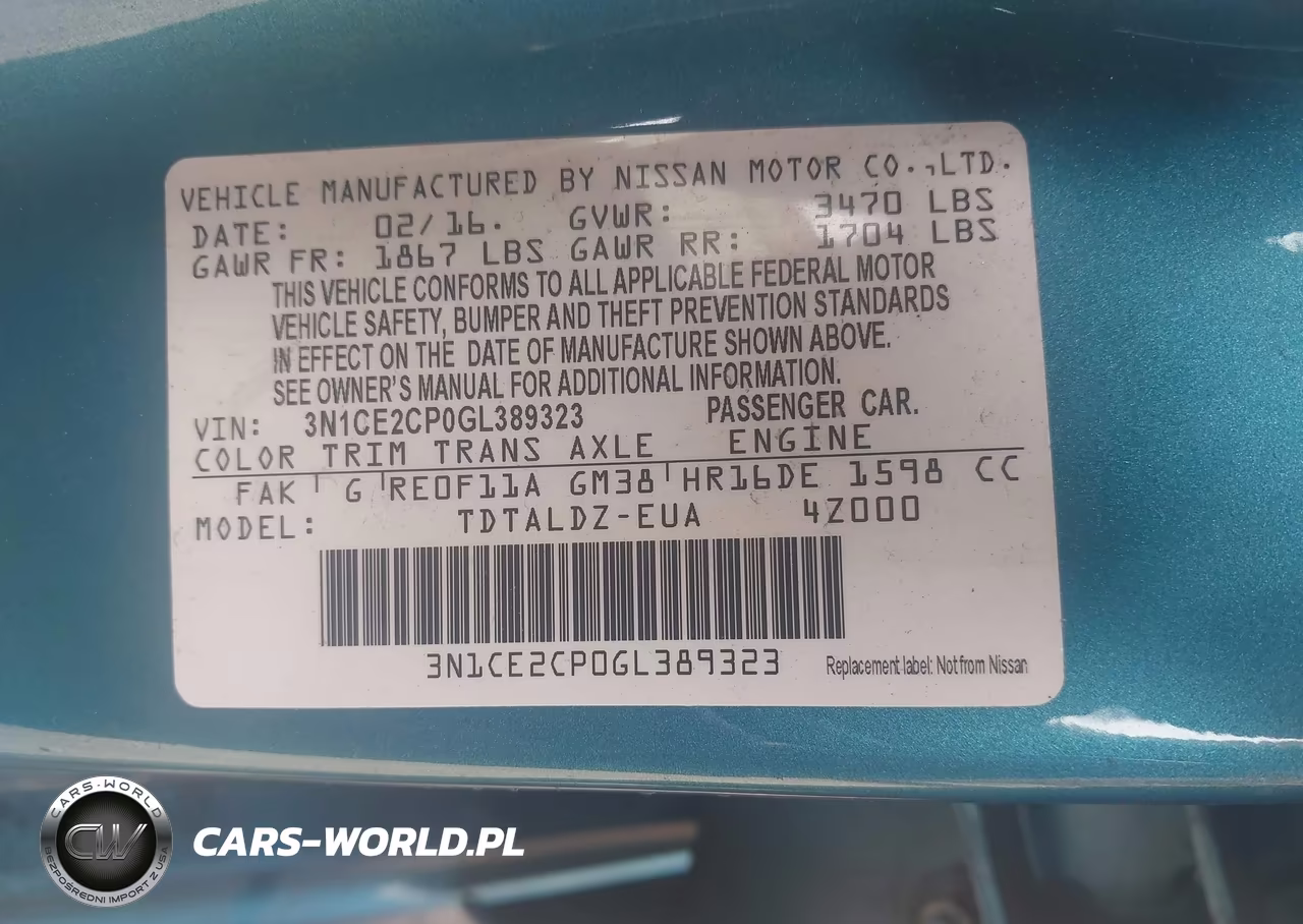 2016 Nissan Versa Note S (Sr)-S Plus-Sl-Sr-Sv VIN:3N1CE2CP0GL389323 - 9