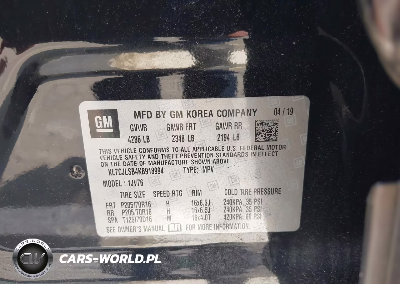 2019 Chevrolet Trax Lt VIN:KL7CJLSB4KB918994 - 9