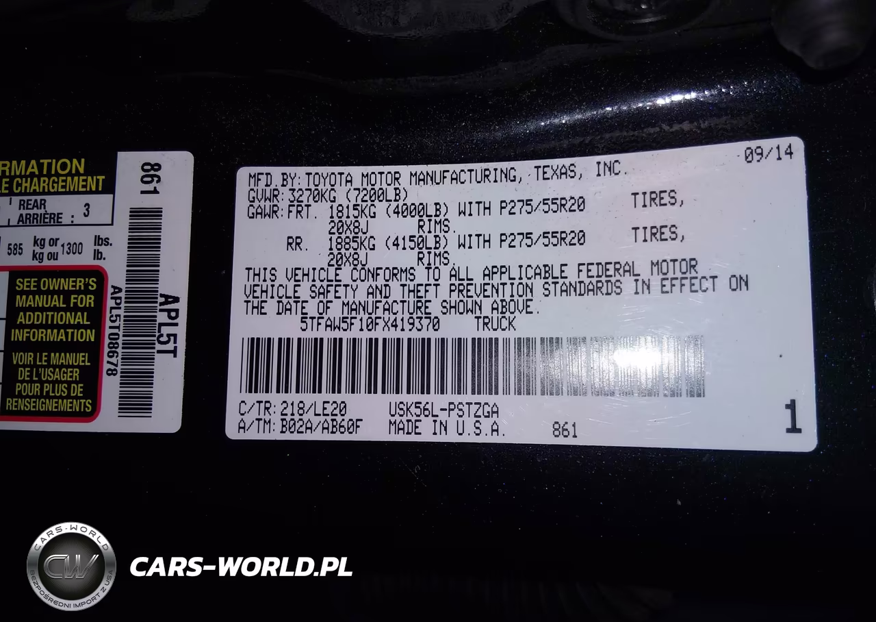 2015 Toyota Tundra Platinum 5.7L V8 VIN:5TFAW5F10FX419370 - 9