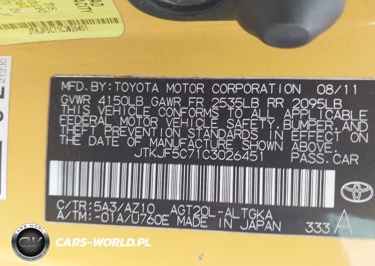 2012 Toyota Scion Tc VIN:JTKJF5C71C3026451 - 9