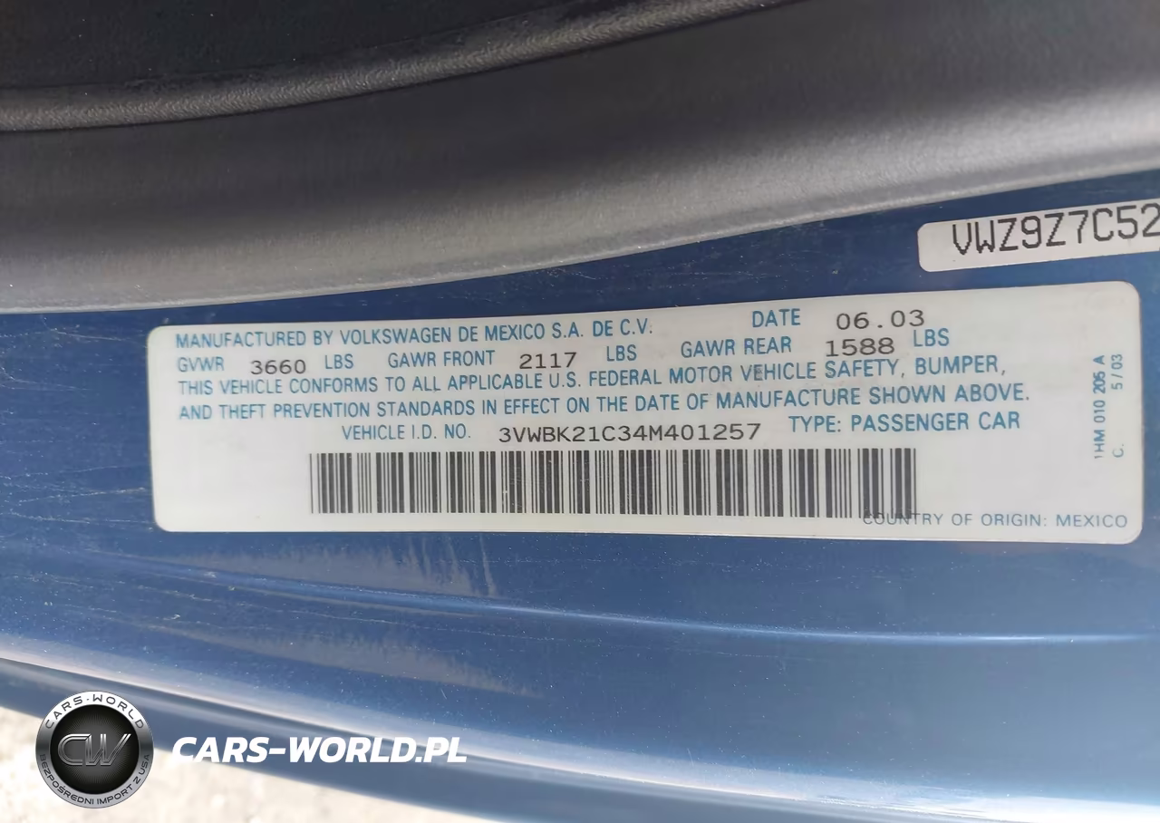 2004 Volkswagen New Beetle Gl VIN:3VWBK21C34M401257 - 9