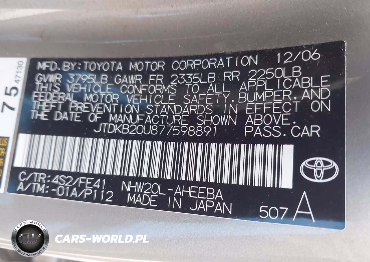 2007 Toyota Prius VIN:JTDKB20U877598891 - 9