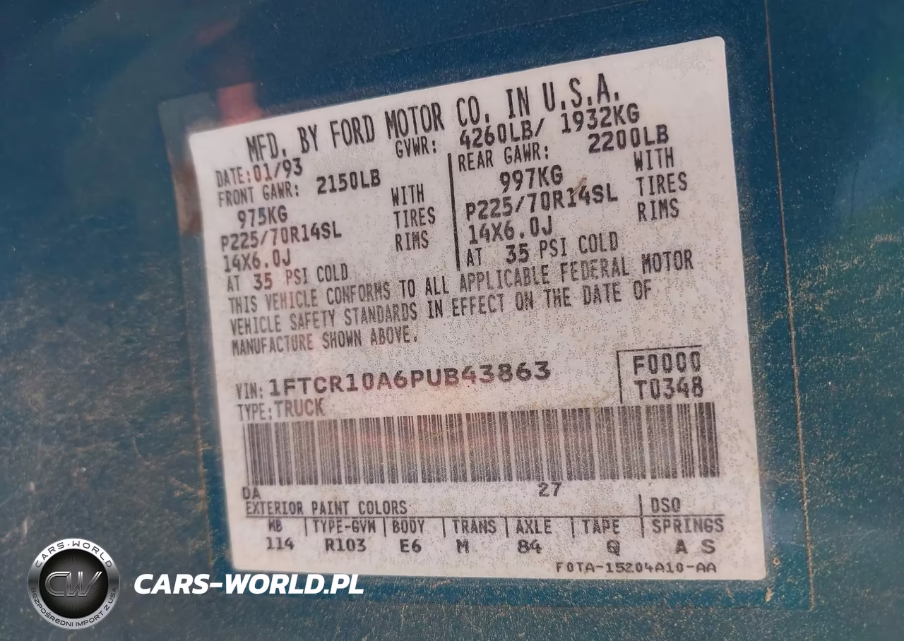 1993 Ford Ranger VIN:1FTCR10A1PTA53543 - 9