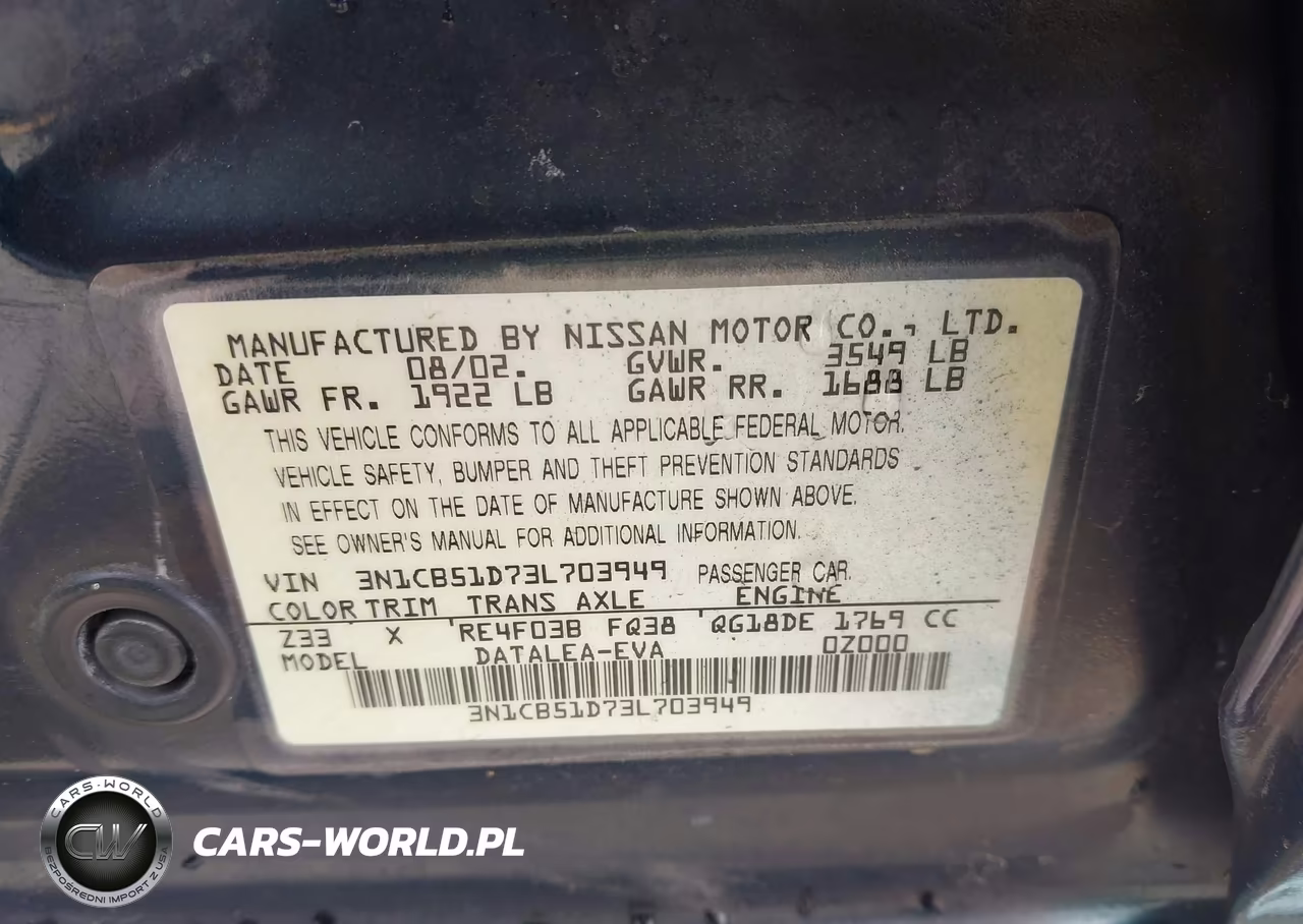 2003 Nissan Sentra Gxe-Xe VIN:3N1CB51D73L703949 - 9