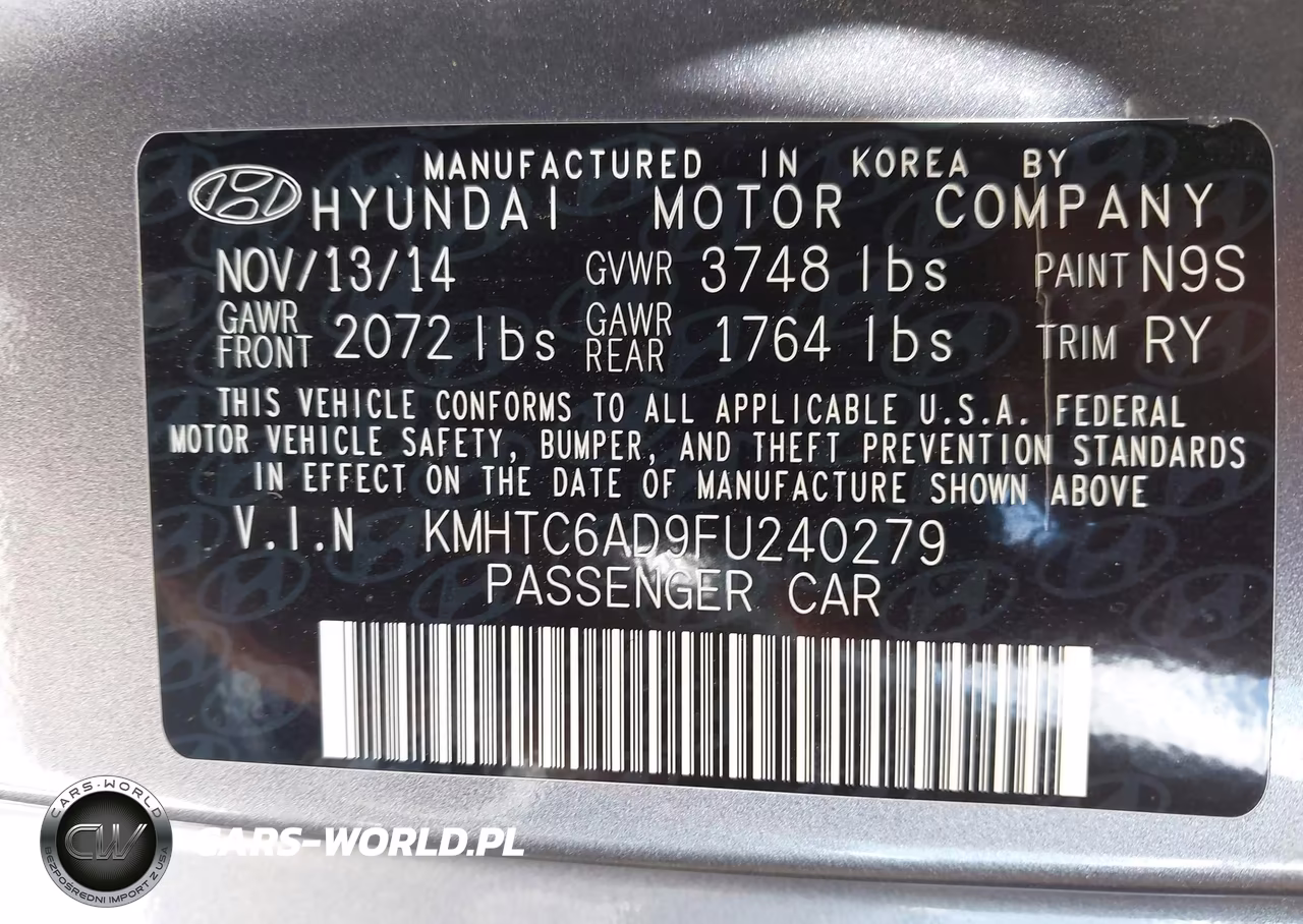 2015 Hyundai Veloster VIN:KMHTC6AD9FU240279 - 9