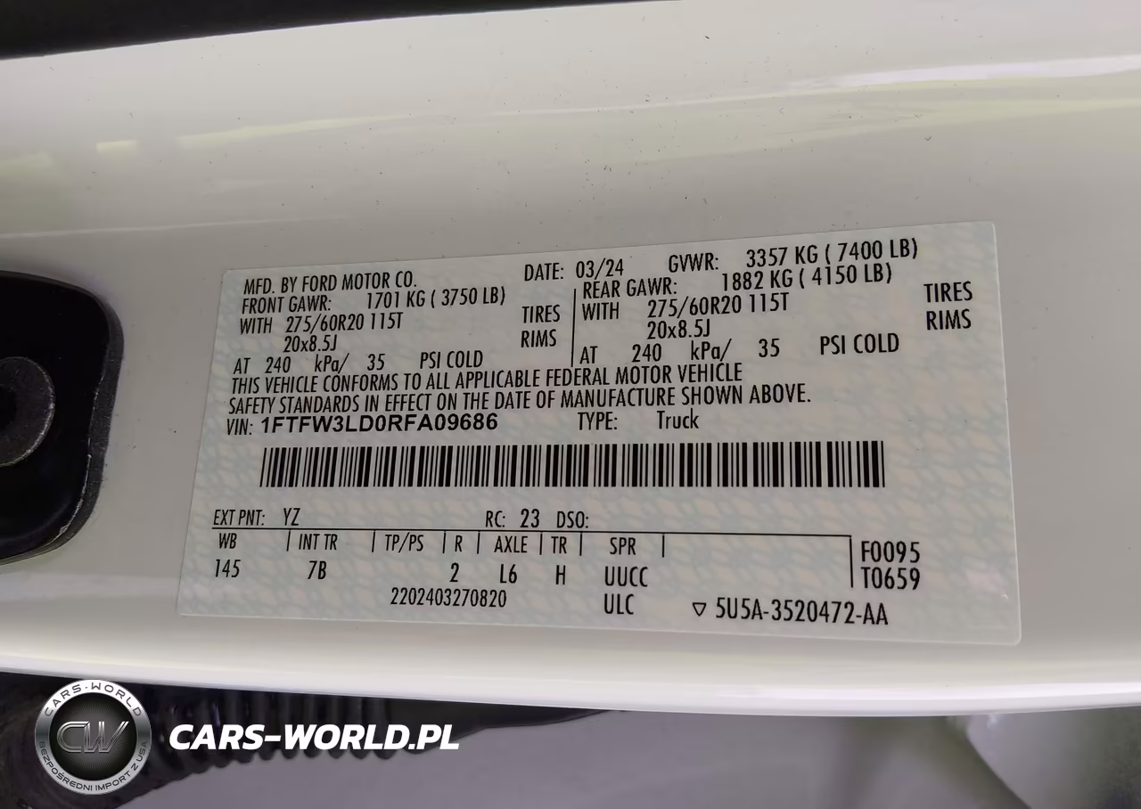 2024 Ford F-150 Xlt VIN:1FTFW3LD0RFA09686 - 9