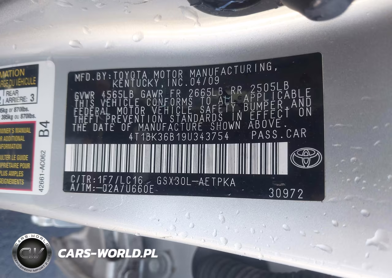 2009 Toyota Avalon Limited VIN:4T1BK36B19U343754 - 9