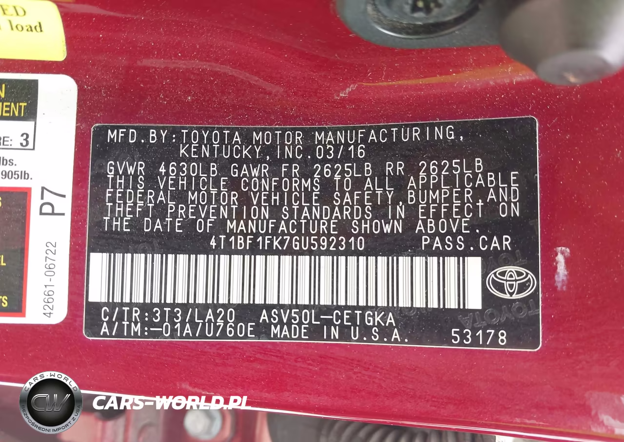 2016 Toyota Camry Xle VIN:4T1BF1FK7GU592310 - 9