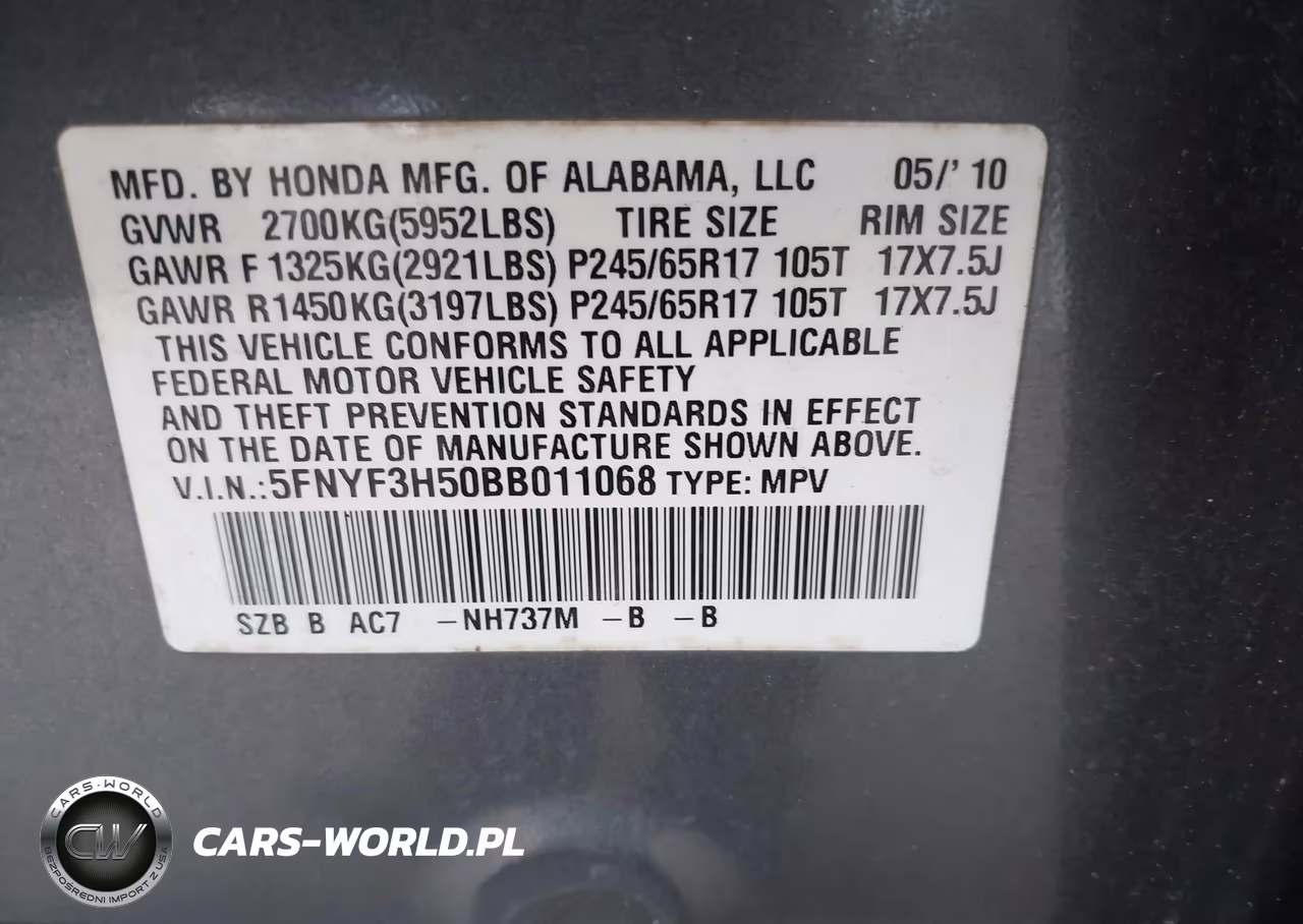 2011 Honda Pilot Ex-L VIN:5FNYF3H50BB011068 - 9