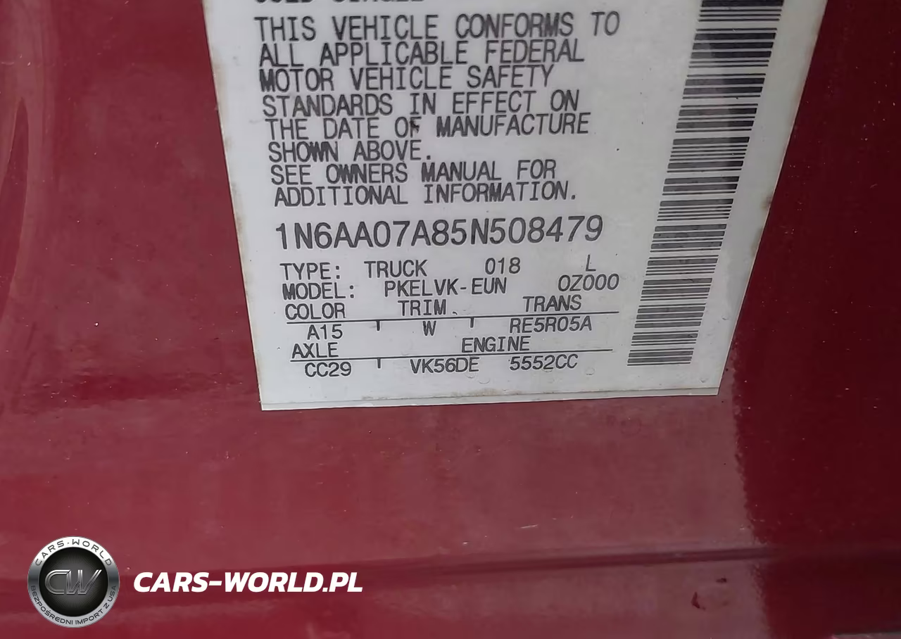 2005 Nissan Titan Le VIN:1N6AA07A85N508479 - 9