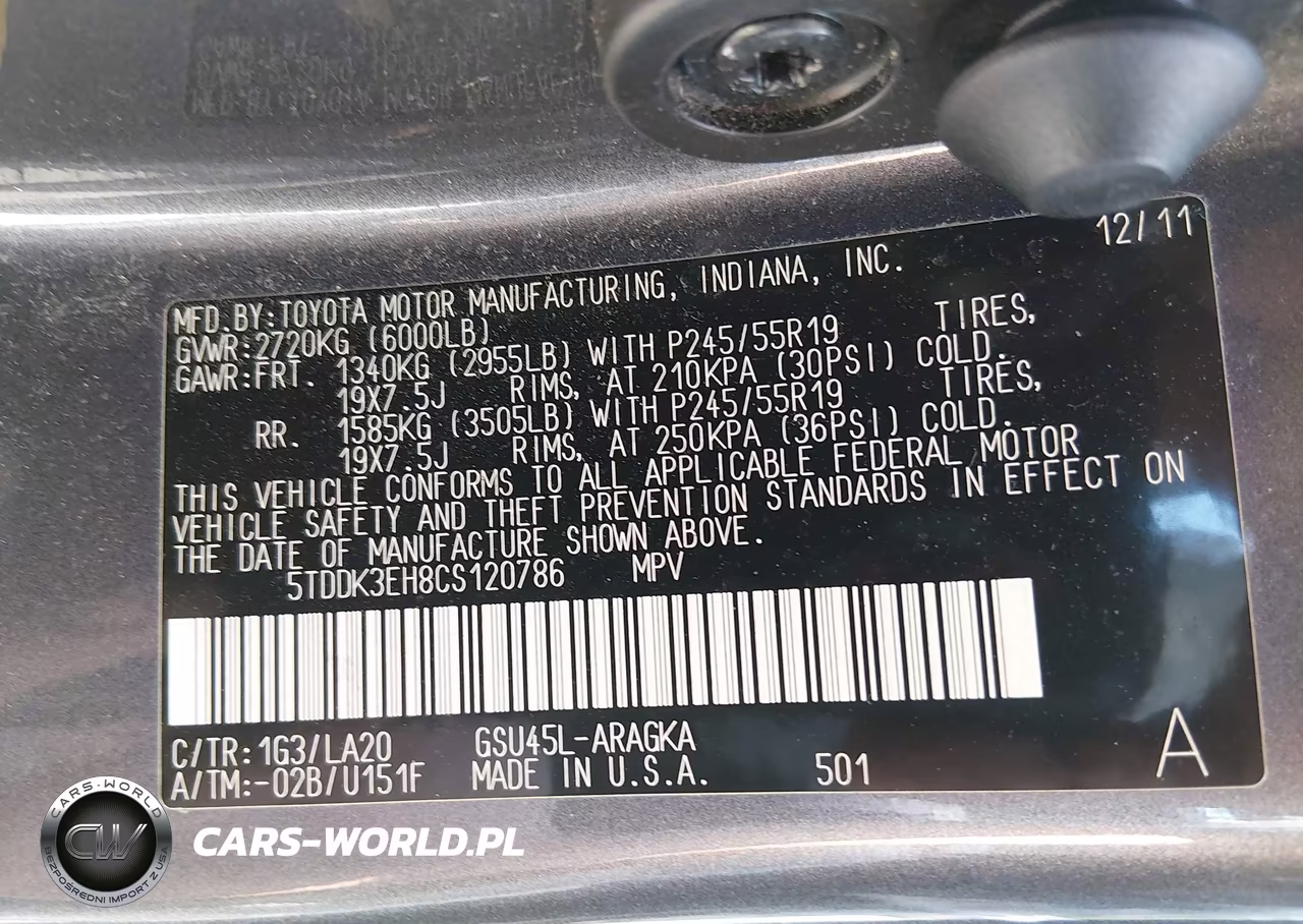 2012 Toyota Highlander Limited V6 VIN:5TDDK3EH8CS120786 - 9