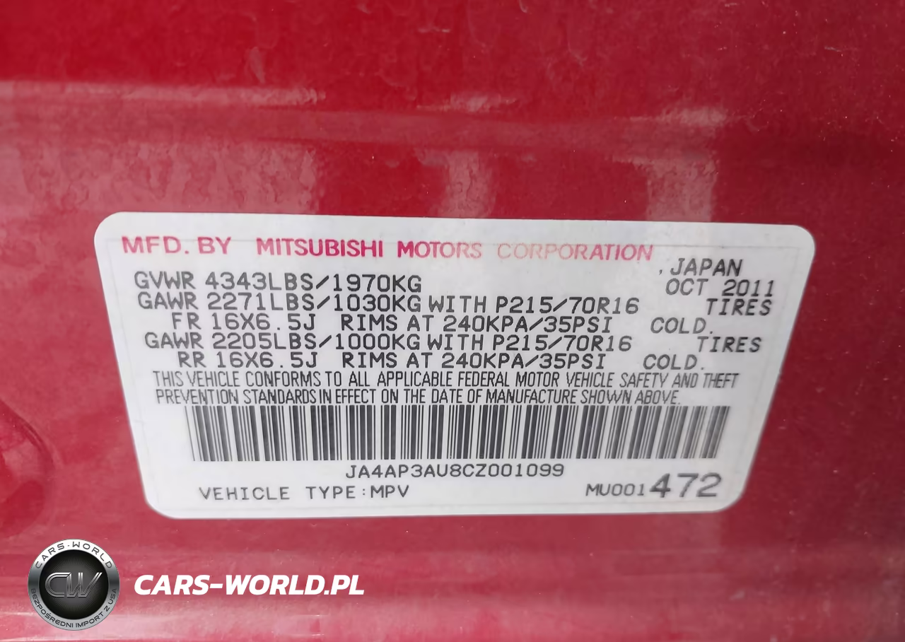 2012 Mitsubishi Outlander Sport Es VIN:JA4AP3AU8CZ001099 - 9