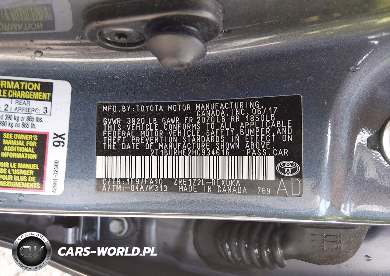 2017 Toyota Corolla L VIN:2T1BURHE2HC934616 - 9