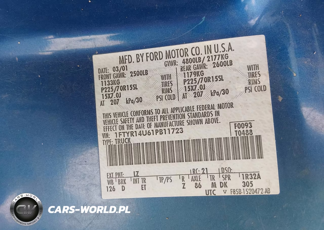 2001 Ford Ranger Edge-Xl-Xlt VIN:1FTYR14U61PB11723 - 9