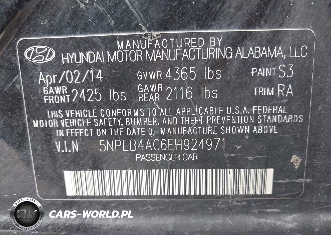 2014 Hyundai Sonata Gls VIN:5NPEB4AC6EH924971 - 9