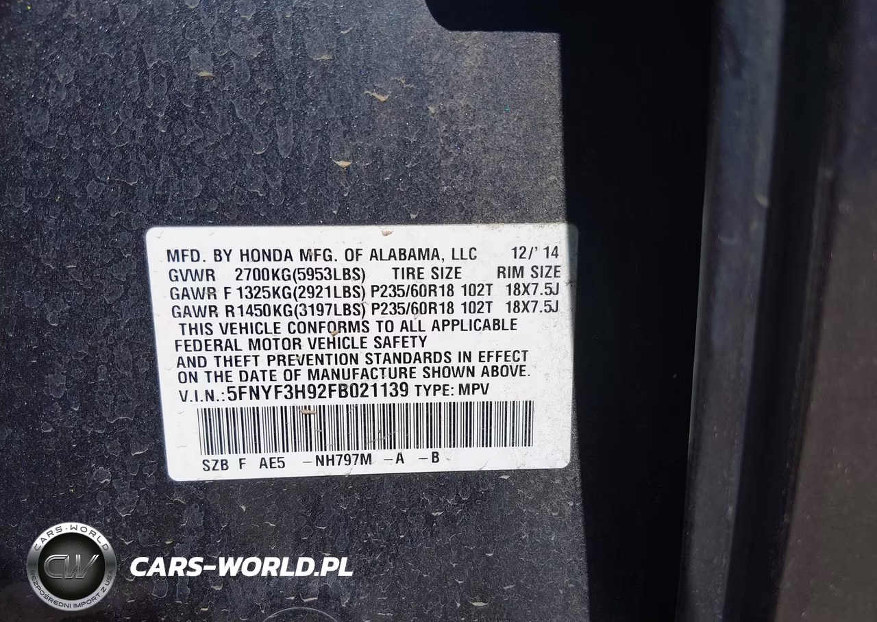 2015 Honda Pilot Touring VIN:5FNYF3H92FB021139 - 9