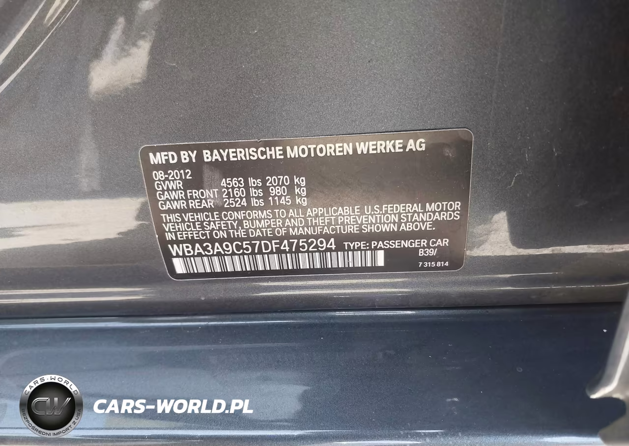 2013 BMW 335I VIN:WBA3A9C57DF475294 - 9
