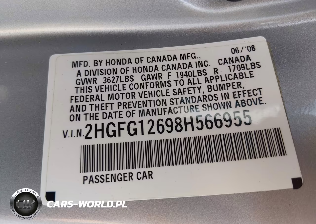 2008 Honda Civic Lx VIN:2HGFG12698H566955 - 9