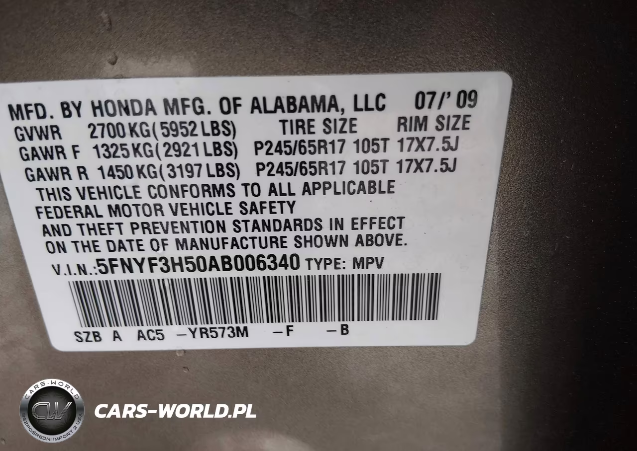 2010 Honda Pilot Ex-L VIN:5FNYF3H50AB006340 - 9