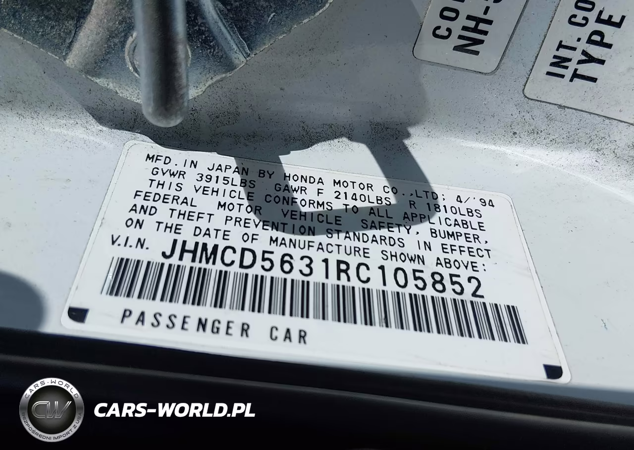 1994 Honda Accord Lx VIN:JHMCD5631RC105852 - 9