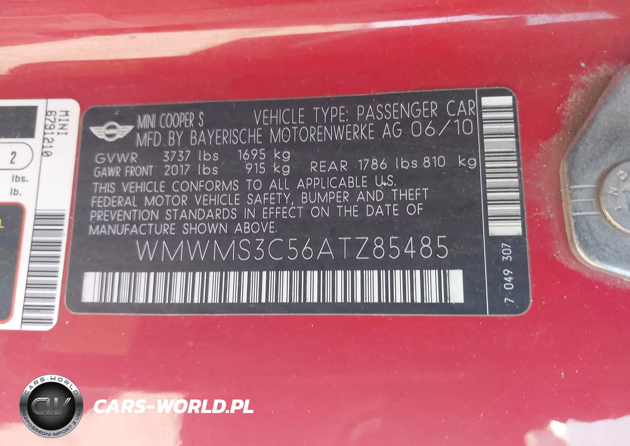 2010 Mini Cooper S VIN:WMWMS3C56ATZ85485 - 9
