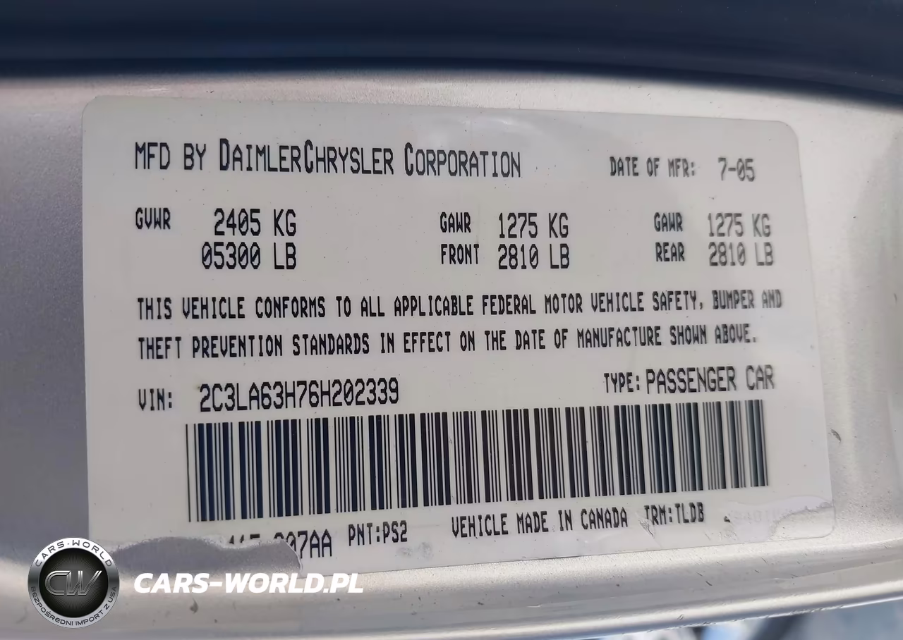 2006 Chrysler 300C VIN:2C3LA63H76H202339 - 9