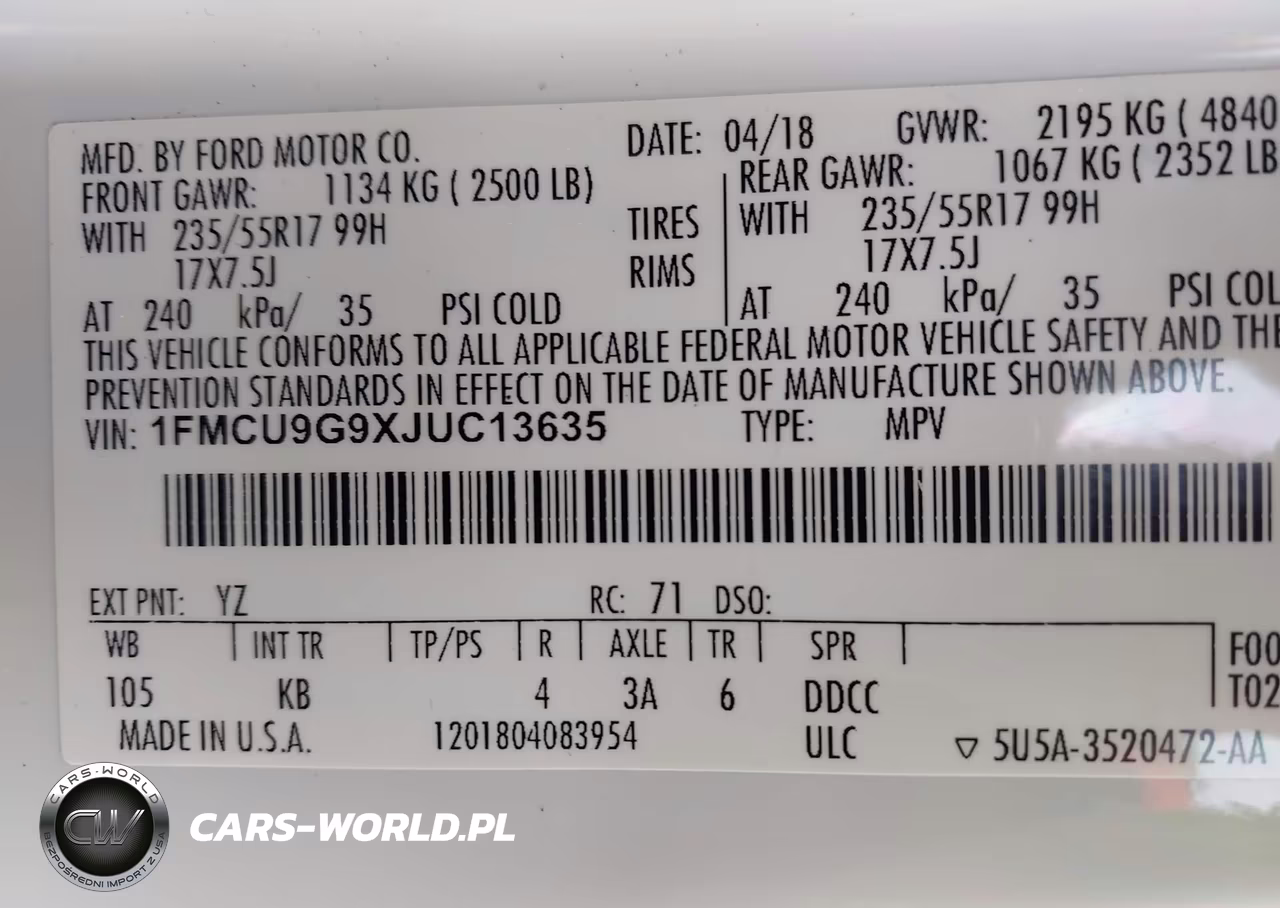 2018 Ford Escape Se VIN:1FMCU9G9XJUC13635 - 9