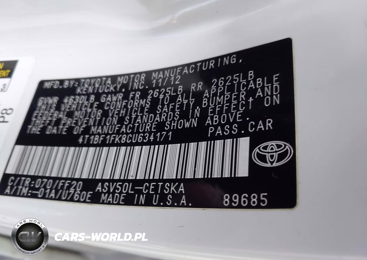 2012 Toyota Camry Se Limited Edition VIN:4T1BF1FK8CU634171 - 9