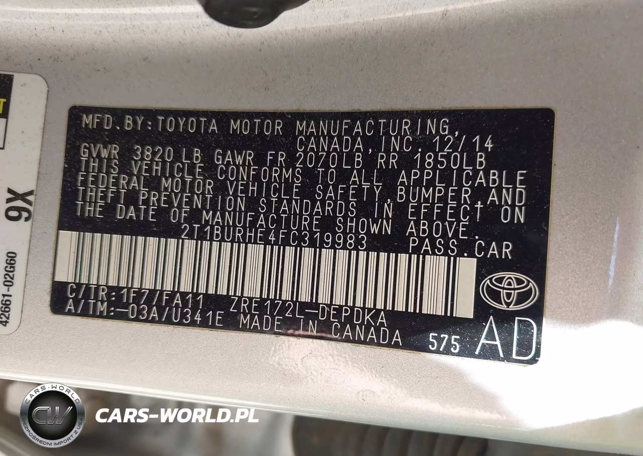 2015 Toyota Corolla L VIN:2T1BURHE4FC319983 - 9
