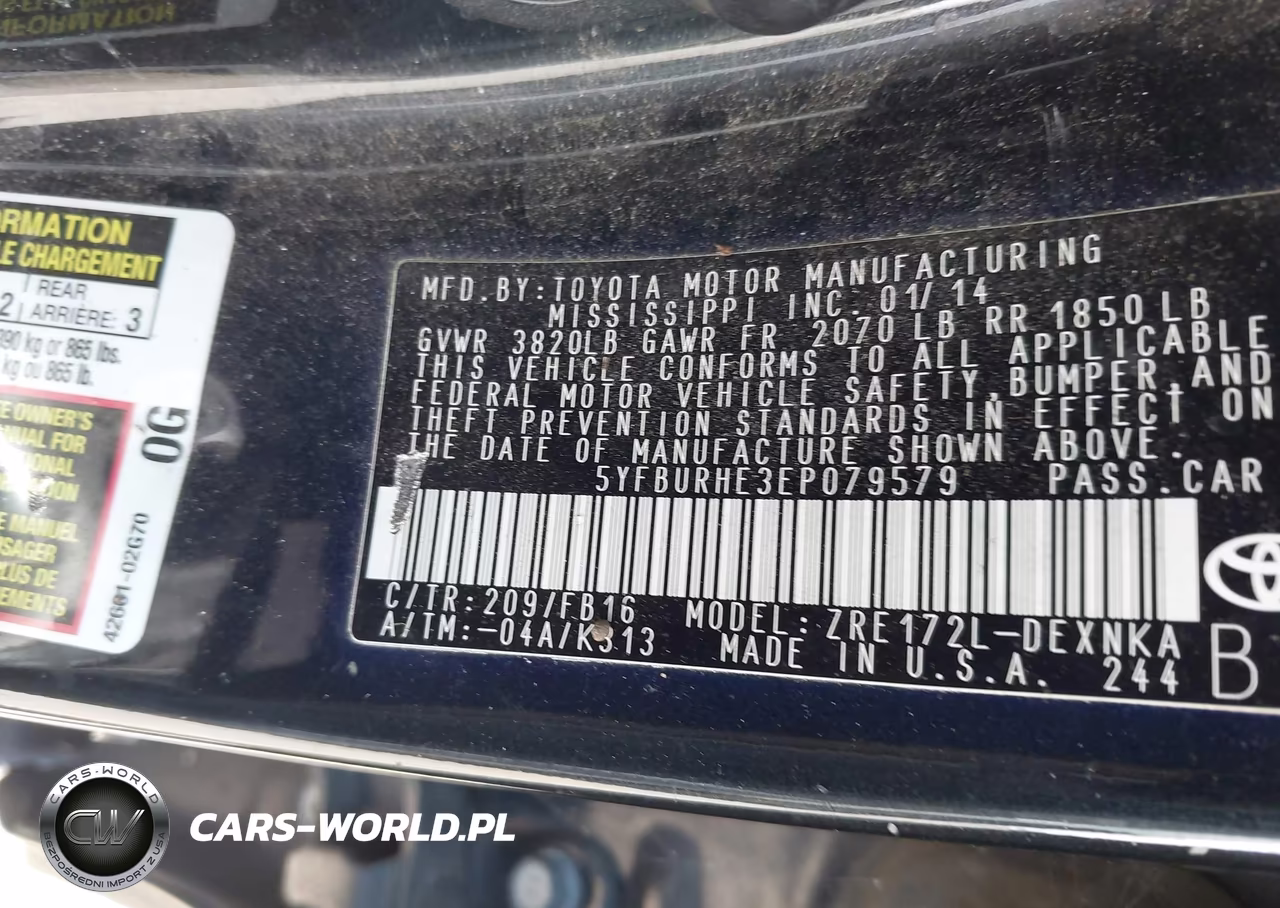 2014 Toyota Corolla Le VIN:5YFBURHE3EP079579 - 9