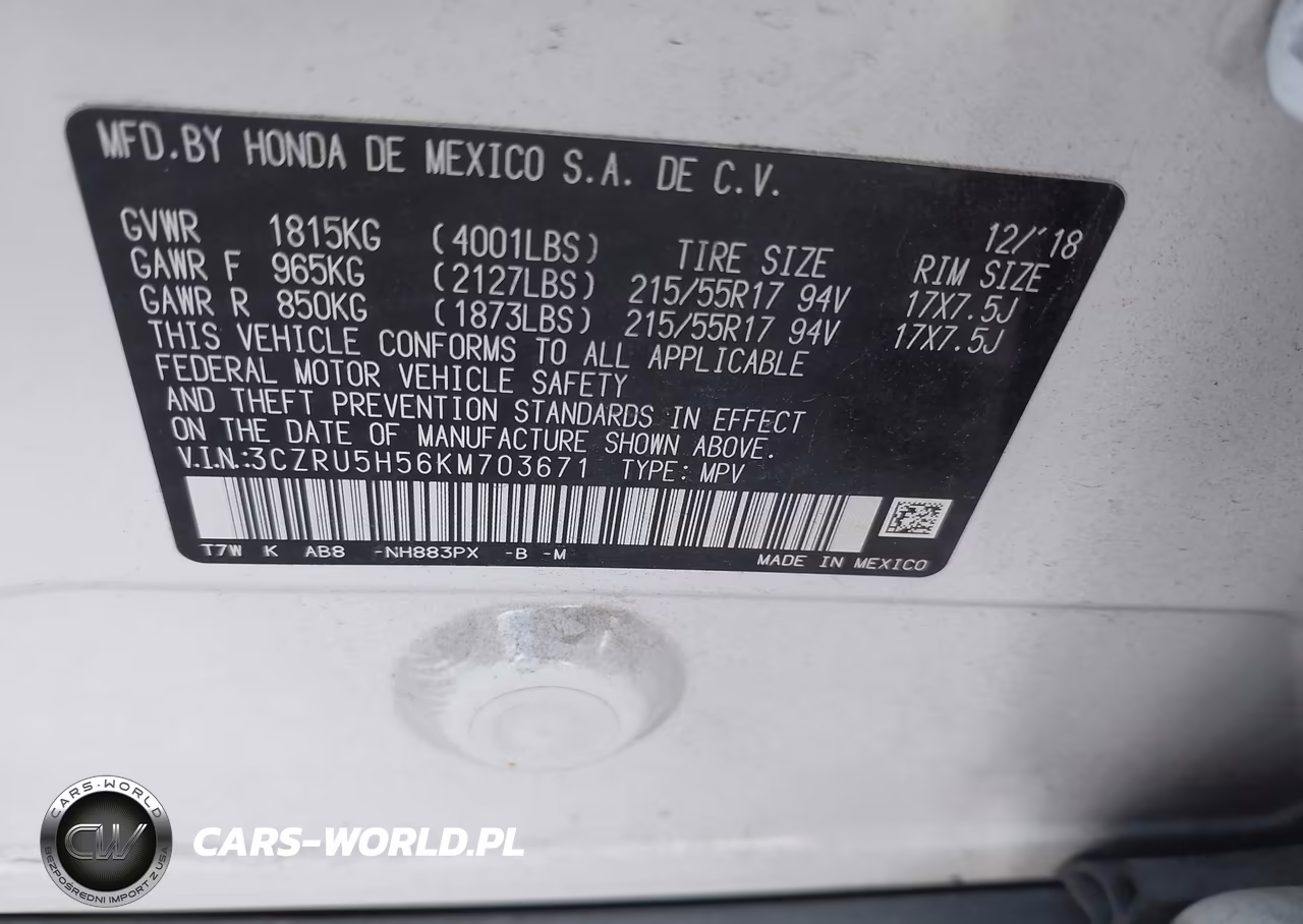2019 Honda Hr-V Ex VIN:3CZRU5H56KM703671 - 9