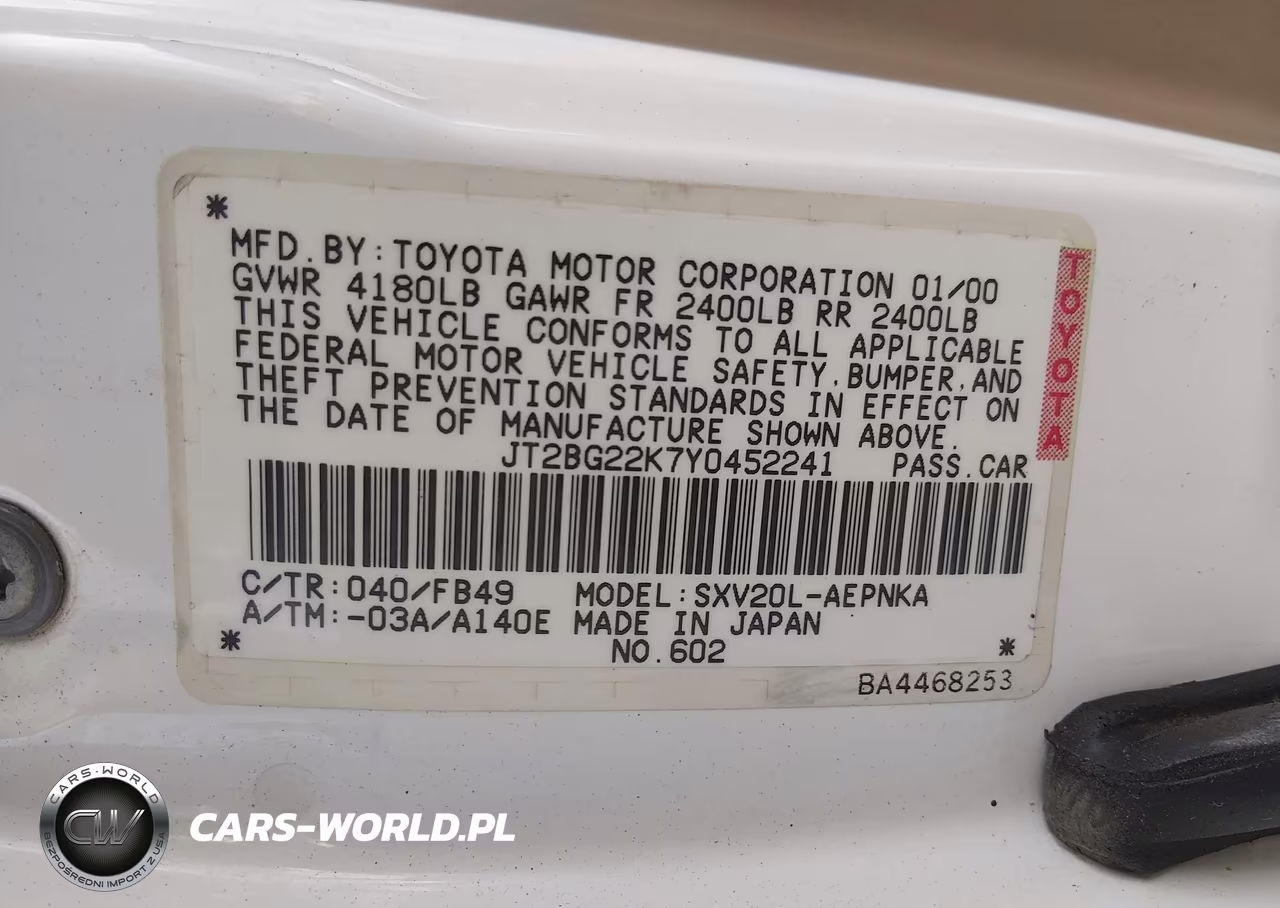 2000 Toyota Camry Le VIN:JT2BG22K7Y0452241 - 9