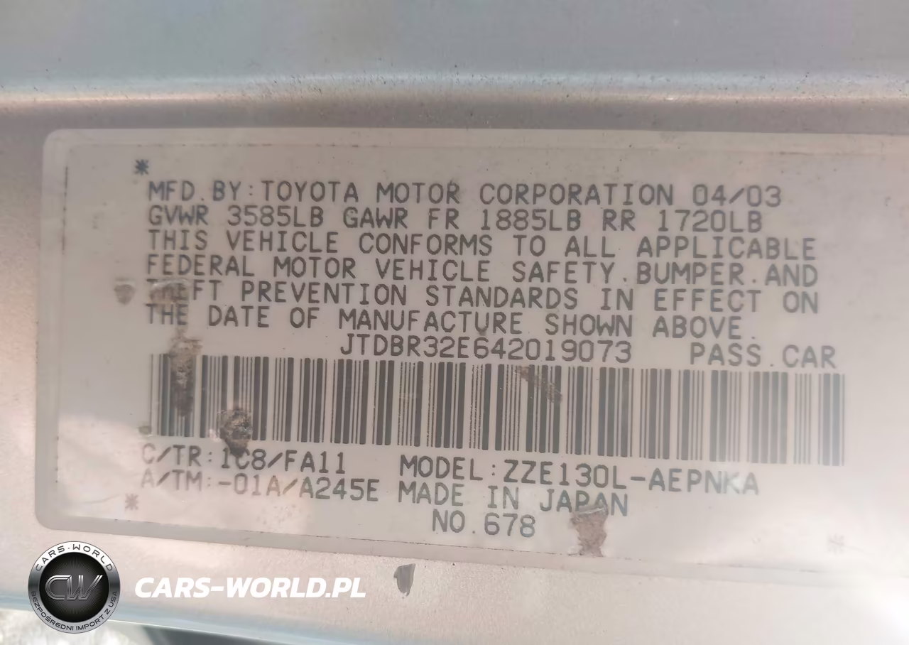 2004 Toyota Corolla Le VIN:JTDBR32E642019073 - 9