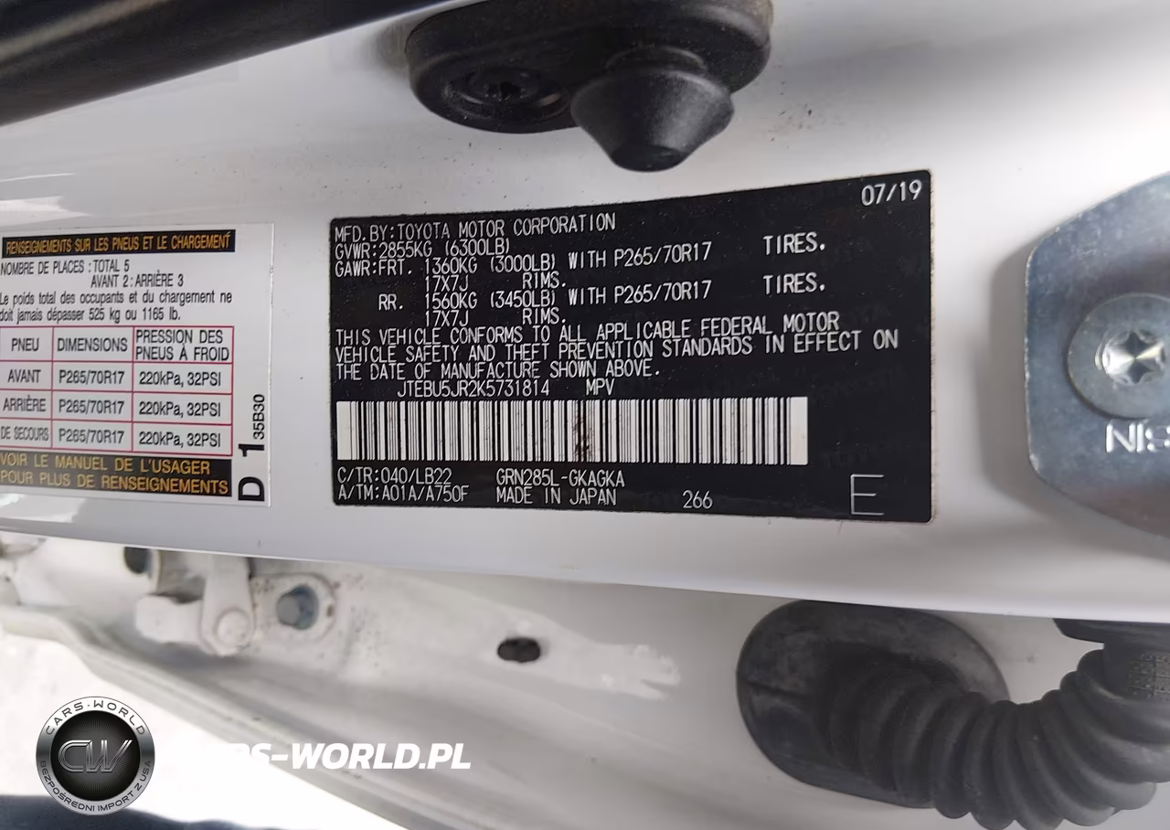 2019 Toyota 4Runner Sr5 Premium VIN:JTEBU5JR2K5731814 - 9