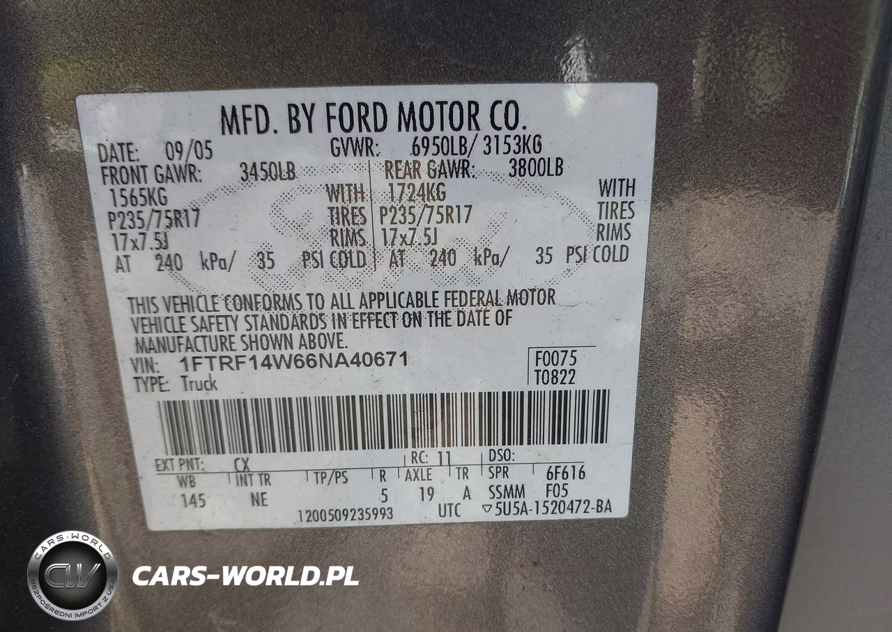 2006 Ford F-150 Stx-Xl-Xlt VIN:1FTRF14W66NA40671 - 9