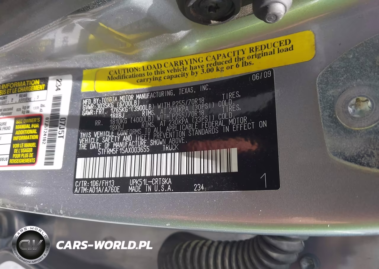 2010 Toyota Tundra Grade 4.6L V8 VIN:5TFRM5F15AX003655 - 9
