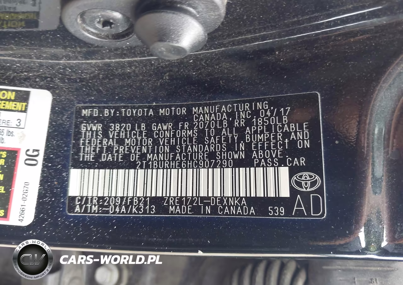 2017 Toyota Corolla Le VIN:2T1BURHE6HC907290 - 9