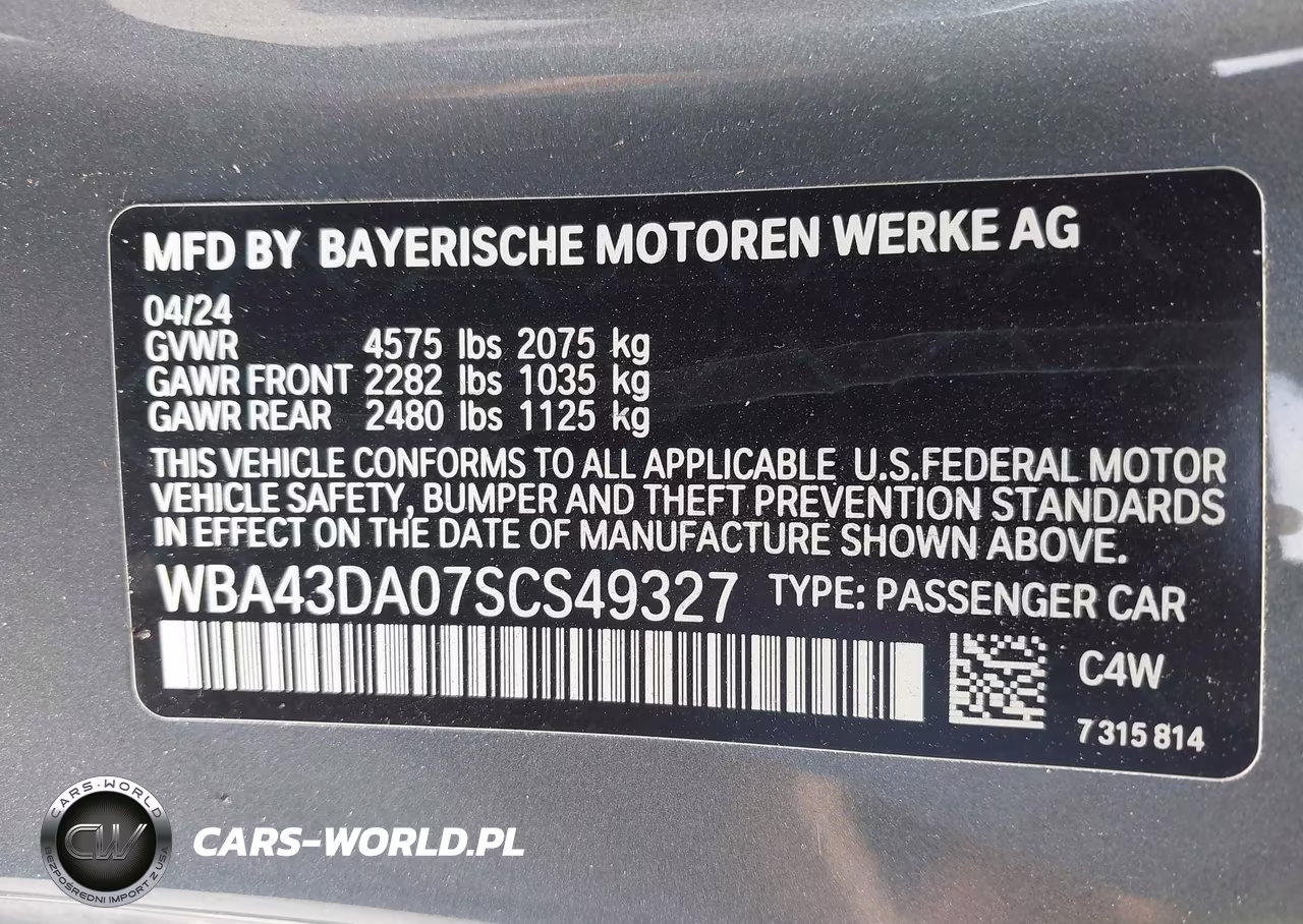 2025 BMW 430I VIN:WBA43DA07SCS49327 - 9