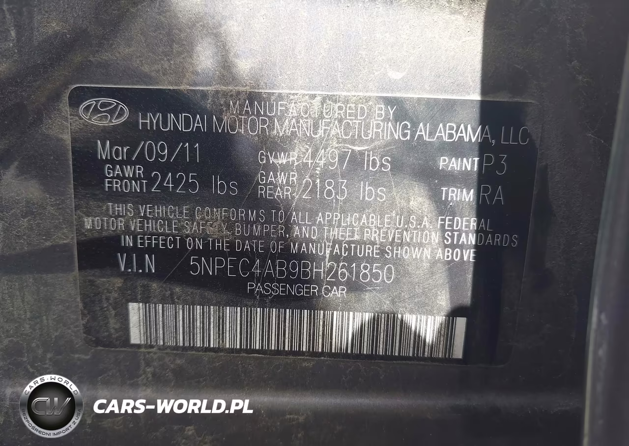 2011 Hyundai Sonata Se 2.0T VIN:5NPEC4AB9BH261850 - 9