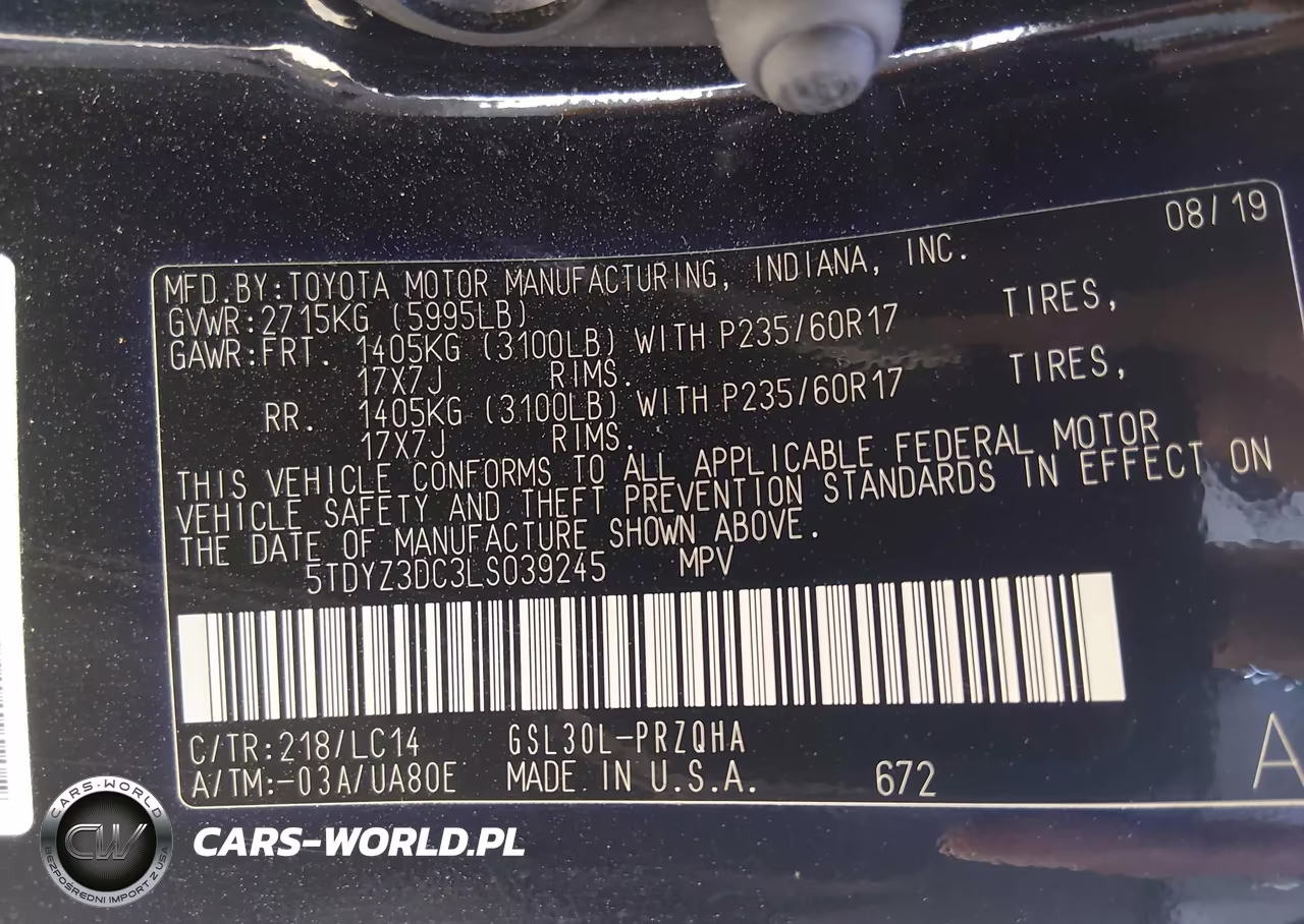 2020 Toyota Sienna Xle VIN:5TDYZ3DC3LS039245 - 9