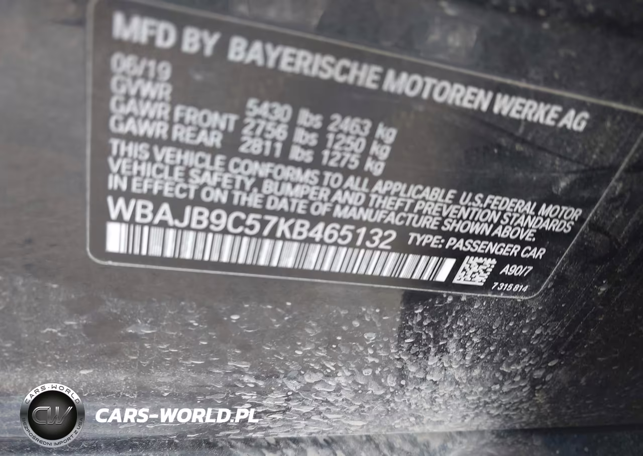 2019 BMW M550I xDrive VIN:WBAJB9C57KB465132 - 7