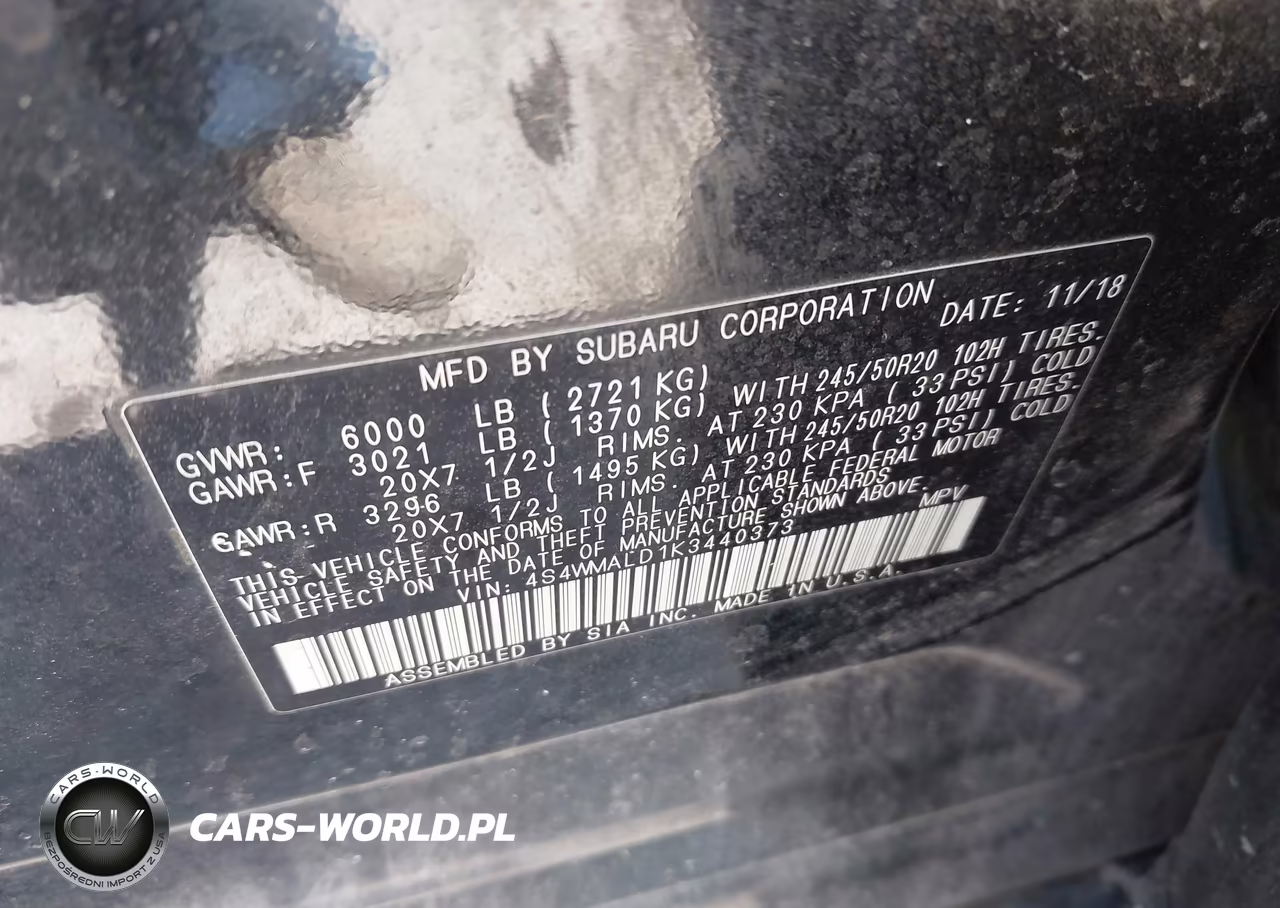 2019 Subaru Ascent Limited VIN:4S4WMALD1K3440373 - 9
