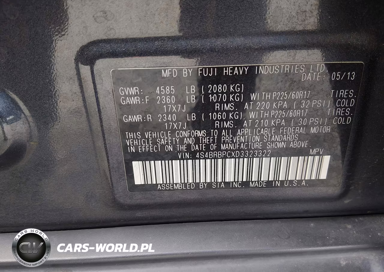 2013 Subaru Outback 2.5I Limited VIN:4S4BRBPCXD3323322 - 9